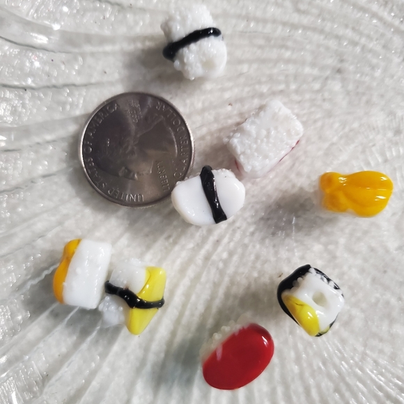 Sushi Lampwork beads - handmade glass - Picture 2 of 8